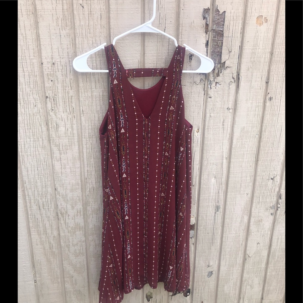 She and Sky Maroon Striped Arrow Dress